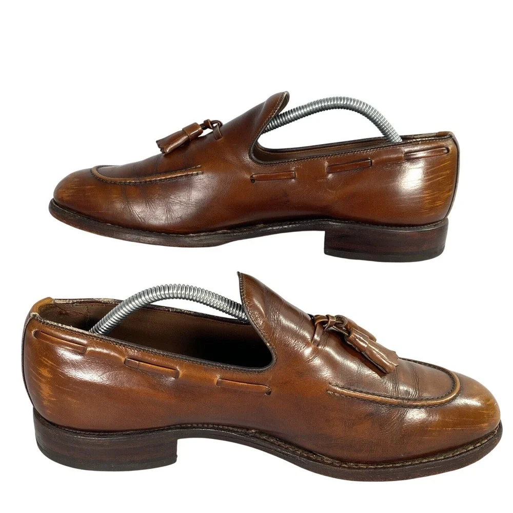 Vintage Allen Edmonds Saratoga Leather Tasseled Loafer Size 10C Light Brown 8753